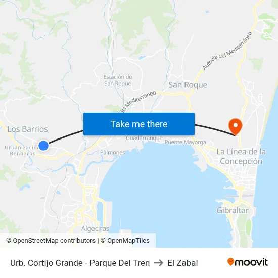Urb. Cortijo Grande - Parque Del Tren to El Zabal map