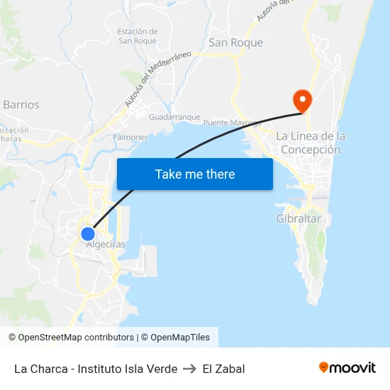 La Charca - Instituto Isla Verde to El Zabal map