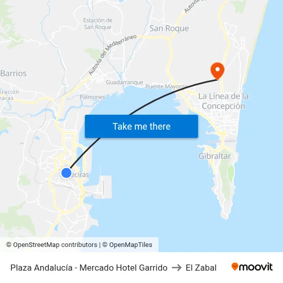 Plaza Andalucía - Mercado Hotel Garrido to El Zabal map
