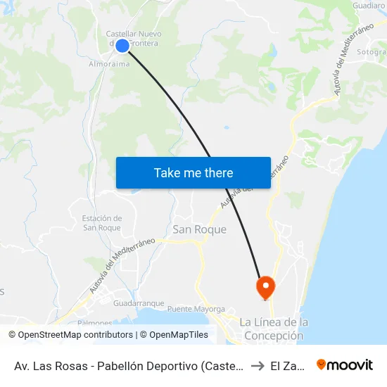 Av. Las Rosas - Pabellón Deportivo (Castellar) to El Zabal map