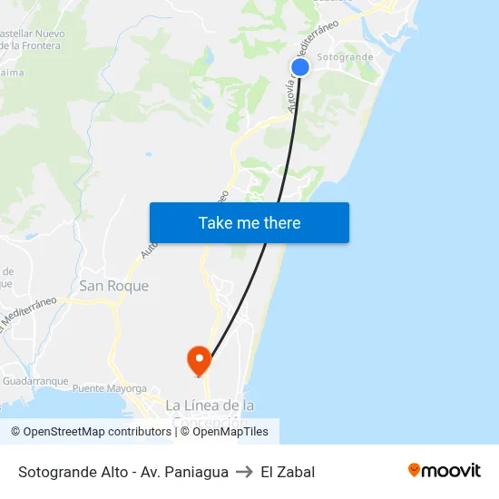 Sotogrande Alto - Av. Paniagua to El Zabal map