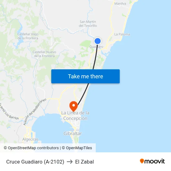 Cruce Guadiaro - Puente De Hierro to El Zabal map