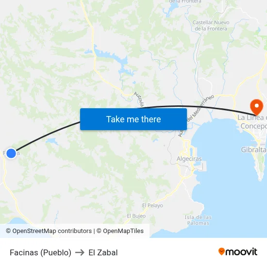 Facinas (Pueblo) to El Zabal map