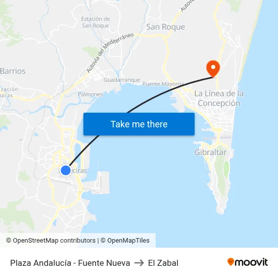 Plaza Andalucía - Fuente Nueva to El Zabal map