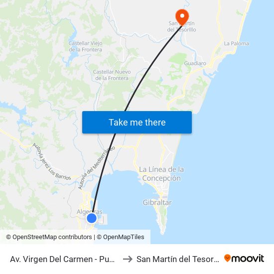 Av. Virgen Del Carmen - Puerto to San Martín del Tesorillo map