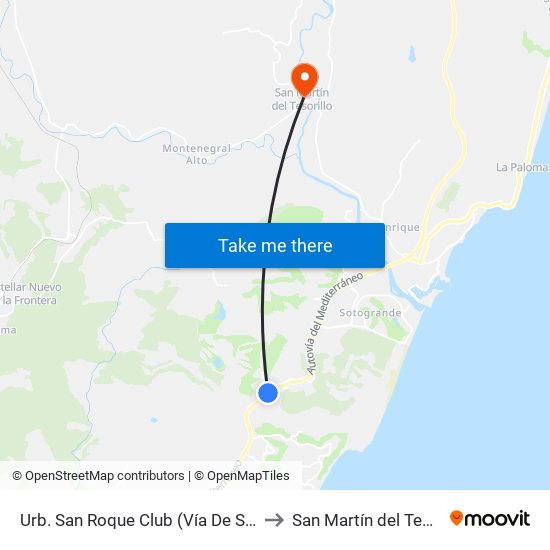 Urb. San Roque Club (Vía De Servicio) to San Martín del Tesorillo map