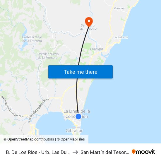 B. De Los Ríos - Urb. Las Dunas to San Martín del Tesorillo map