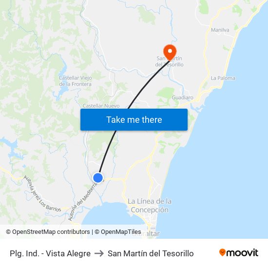 Plg. Ind. - Vista Alegre to San Martín del Tesorillo map