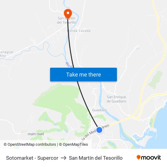 Sotomarket - Supercor to San Martín del Tesorillo map