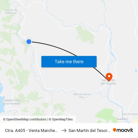 Ctra. A405 - Venta Marchenilla to San Martín del Tesorillo map