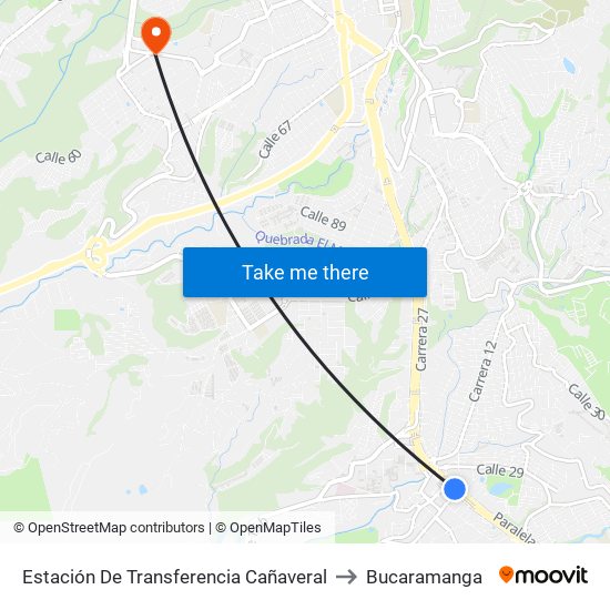 Estación De Transferencia Cañaveral to Bucaramanga map