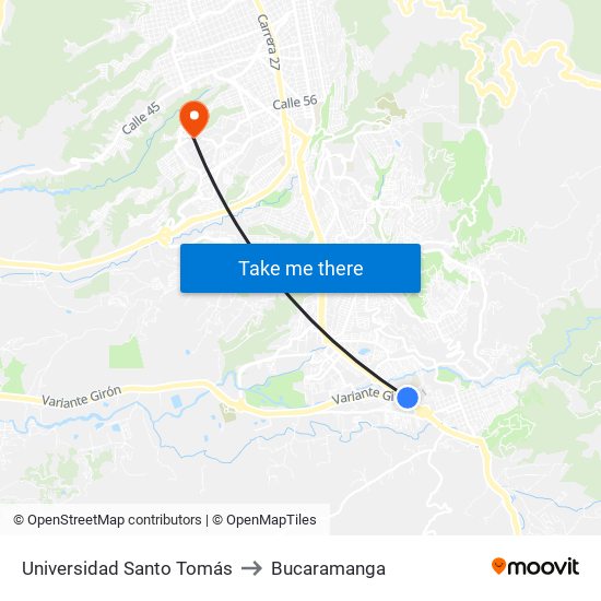 Universidad Santo Tomás to Bucaramanga map