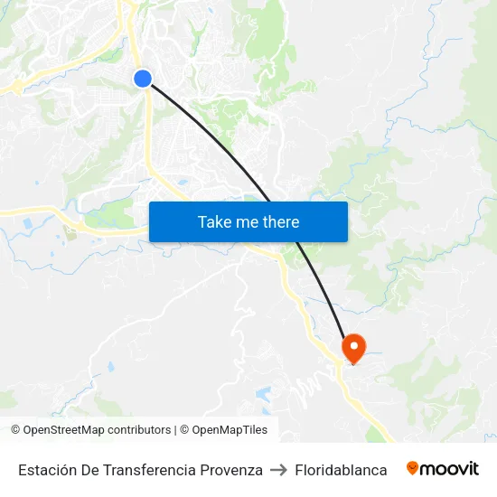 Provenza to Floridablanca map