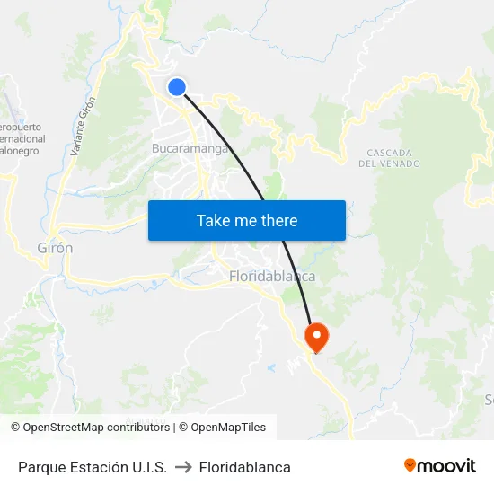 Parque Estación U.I.S. to Floridablanca map