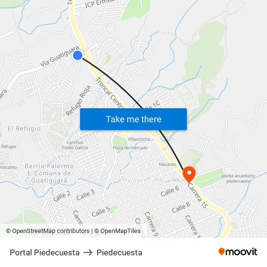 Portal Piedecuesta to Piedecuesta map