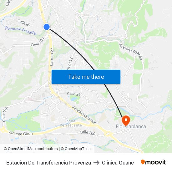 Estación De Transferencia Provenza to Clinica Guane map