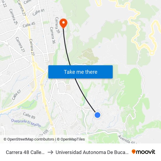 Carrera 48 Calle 110a to Universidad Autonoma De Bucaramanga map