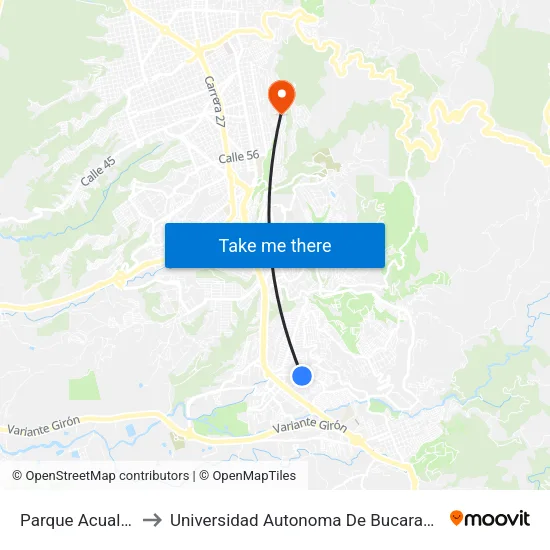 Br. Lagos I (Cl 29 - Kr 9) to Universidad Autonoma De Bucaramanga map