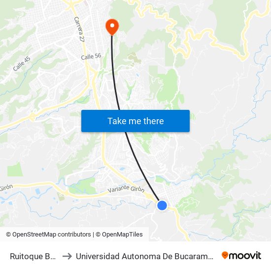 Ruitoque Bajo to Universidad Autonoma De Bucaramanga map