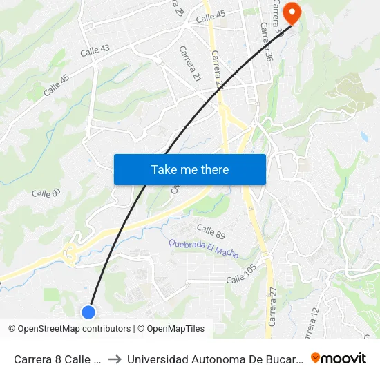Urbanización Altos Del Porvenir (Kr 8 - Cl 104e) to Universidad Autonoma De Bucaramanga map