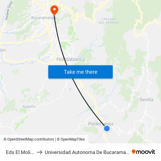 Eds El Molino to Universidad Autonoma De Bucaramanga map