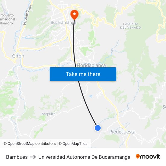 Bambues to Universidad Autonoma De Bucaramanga map
