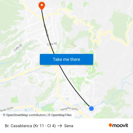 Br. Casablanca (Kr 11 - Cl 4) to Sena map
