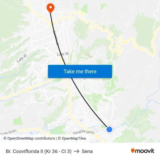 Br. Cooviflorida II (Kr 36 - Cl 3) to Sena map