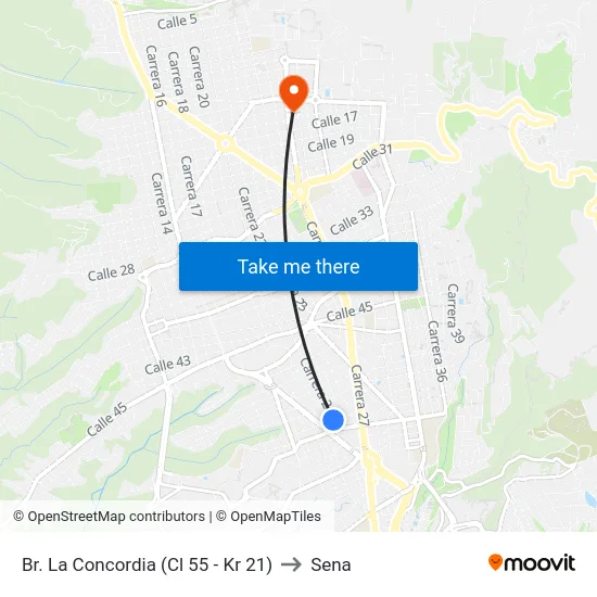 Br. La Concordia (Cl 55 - Kr 21) to Sena map