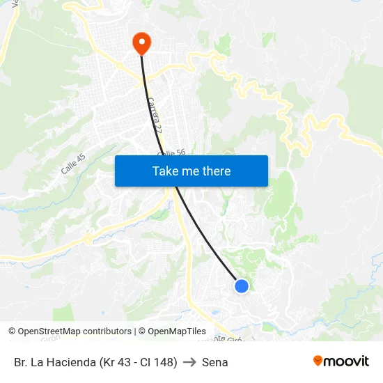 Br. La Hacienda (Kr 43 - Cl 148) to Sena map