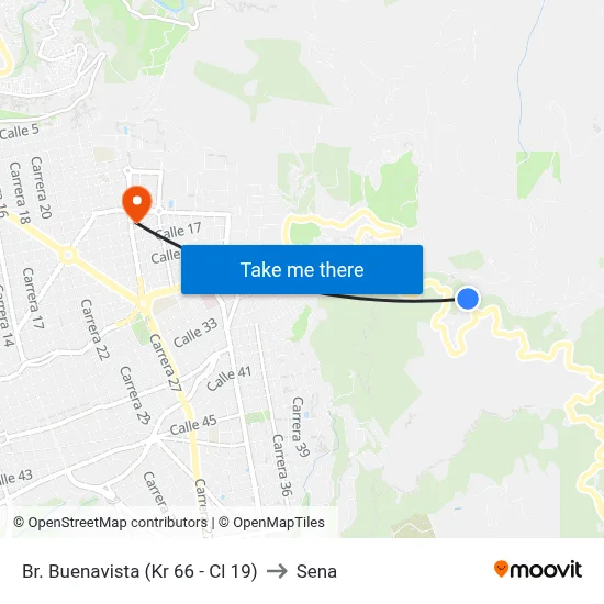 Br. Buenavista (Kr 66 - Cl 19) to Sena map