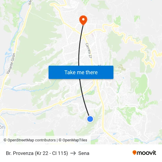 Br. Provenza (Kr 22 - Cl 115) to Sena map