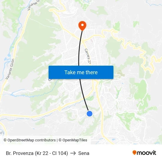 Br. Provenza (Kr 22 - Cl 104) to Sena map