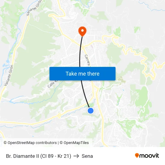 Br. Diamante II (Cl 89 - Kr 21) to Sena map