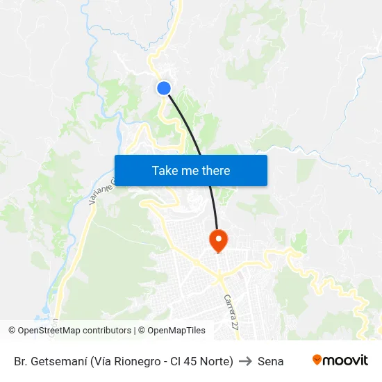 Br. Getsemaní (Vía Rionegro - Cl 45 Norte) to Sena map