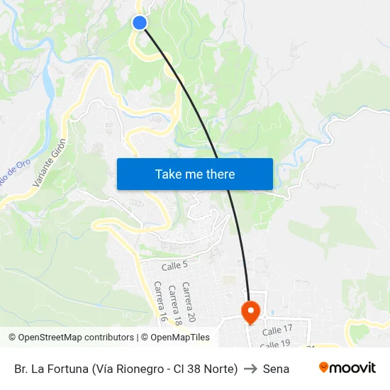 Br. La Fortuna (Vía Rionegro - Cl 38 Norte) to Sena map