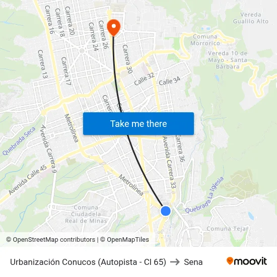 Urbanización Conucos (Autopista - Cl 65) to Sena map