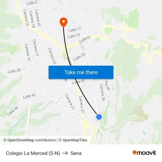 Colegio La Merced (Kr 33 - Cl 62) to Sena map