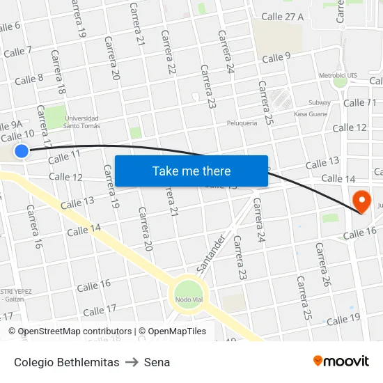 Colegio Bethlemitas to Sena map