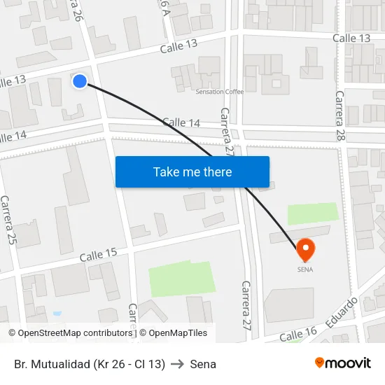 Br. Mutualidad (Kr 26 - Cl 13) to Sena map