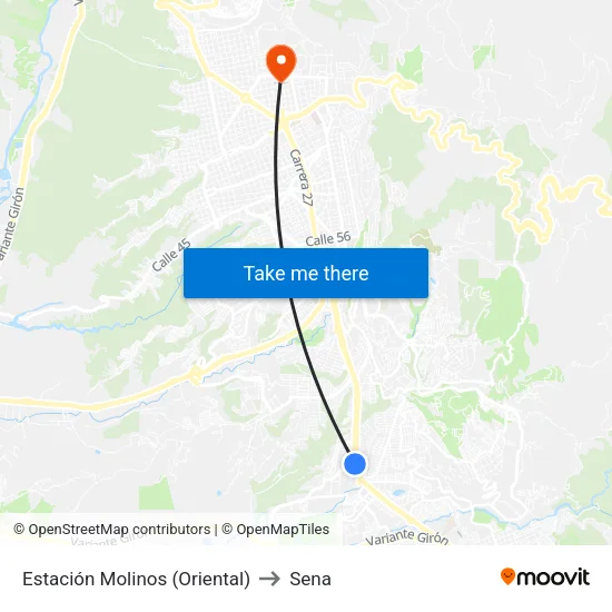 Estación Molinos (Oriental) to Sena map