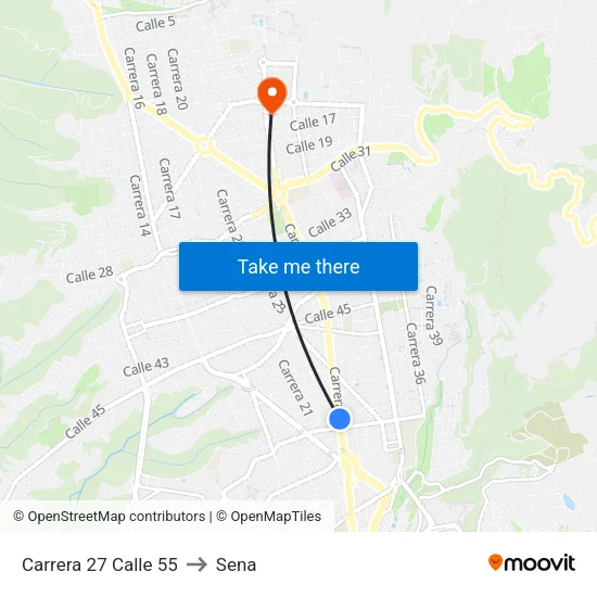 Br. Bolarquí (Kr 27 - Cl 55a) to Sena map