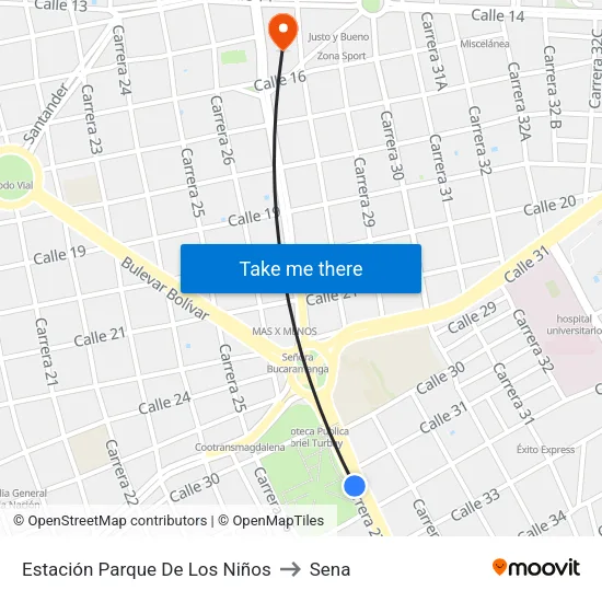 Parque De Los Niños (Kr 27 - Cl 32) to Sena map