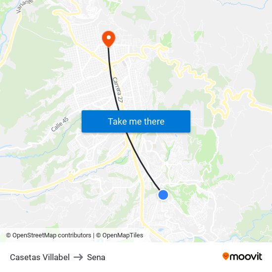 Casetas Villabel to Sena map