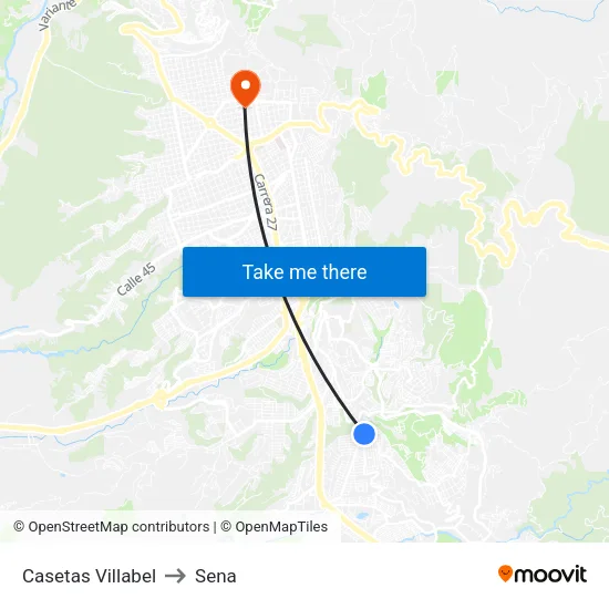 Parque Villabel (Kr 11 - Cl 3) to Sena map