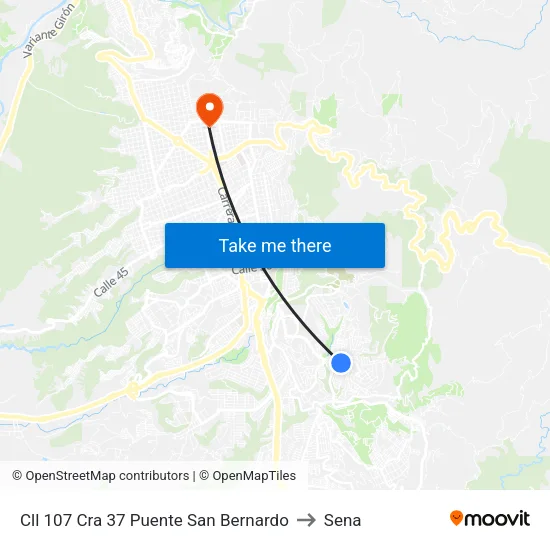 Parque El Campanazo (Cl 107a - Kr 43) to Sena map