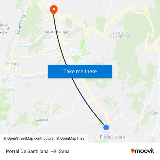 Portal De Santillana to Sena map