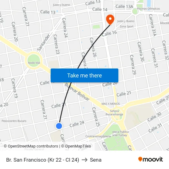 Br. San Francisco (Kr 22 - Cl 24) to Sena map