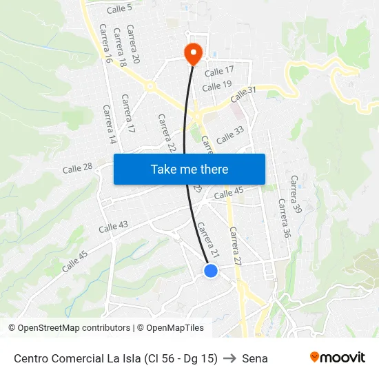 Centro Comercial La Isla (Cl 56 - Dg 15) to Sena map