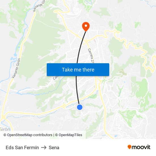 Eds San Fermín to Sena map